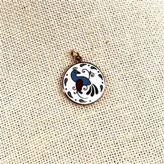 VTG 10k Yellow Gold Hoffman Pennsylvania Dutch Hex Distelfink Enamel Pendant
